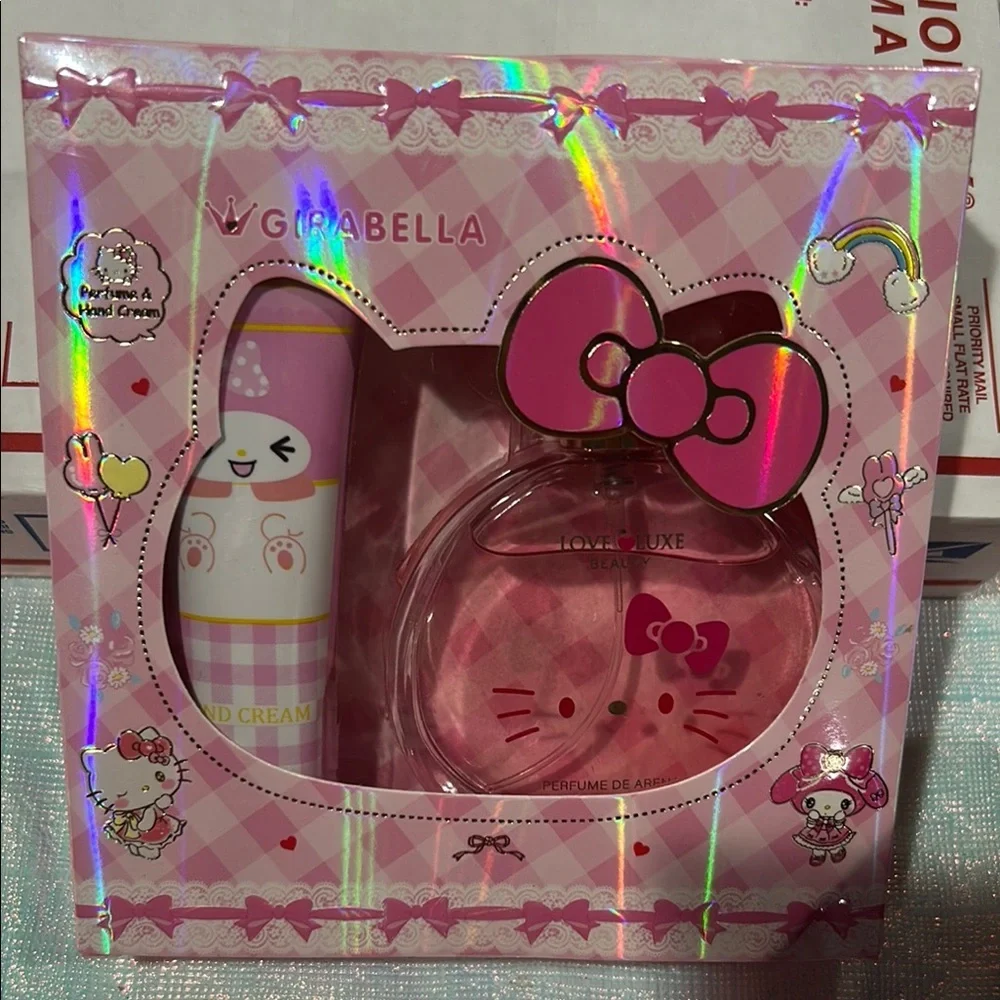 938. Hello Kitty Pink Floral Perfume and Hand Creme Set